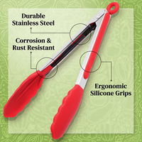 Pince alimentaire en silicone résistante à la chaleur, pince de cuisine en acier inoxydable avec embouts en silicone pour la cuisson au barbecue