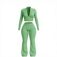 Ensemble de survêtement polaire 2 pièces pour femme grande taille, avec logo personnalisé, style hip-hop, veste zippée intégrale et pantalon évasé, idéal pour l'hiver et le sport