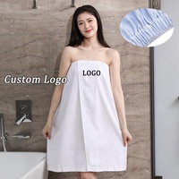 En gros, Serviette de bain enveloppante gaufrée SPA avec logo brodé personnalisé, à boutons réglables, douce, blanche et rose