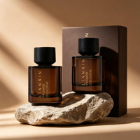 Flacon de parfum en verre ambré carré de luxe 30ml 50ml 100ml avec bouchon en bois, flacon vaporisateur rechargeable, emballage cosmétique en verre