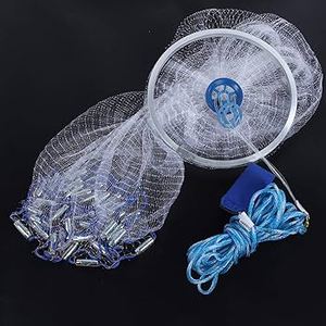 Épuisette de pêche en eau salée de style américain avec lestes en plomb véritable, maille de 3/8 pouce pour appâts, rayon de 4 à 12 pieds - Product Image 6