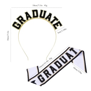 Diadema de Graduación y Tirantes para el Hombro, Sombrero de Graduación, Artículos para Fiestas de Graduación, Tiara Metálica de Graduado, Tirante de Satén para el Hombro - Product Image 6