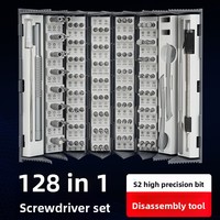 Akıllı Telefonlar, Kameralar, Oyun Konsolları için 128'i 1 Arada Elektrikli Tornavida Kombinasyon Seti - Krom-Vanadyum Çelik Uçlar Üçgen Altıgen