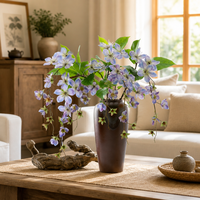 Fleurs artificielles en latex de jasmin et de Malus Spectabilis violettes, modernes, faites à la main, de haute qualité, pour décoration de table de mariage et d'intérieur