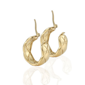 yunnique Gold Stainless Steel <b>Twisted</b> Hoop Earrings Geometric U <b>Shape</b> Unisex Fashion Jewelry - Product Image 4