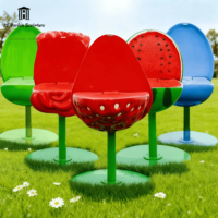 Chaise de fleur de rose de tulipe créative en fibre de verre chaise de repos de barre de magasin de boissons de pastèque de fraise extérieure