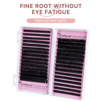 Kit de faux cils en grappe, cils 80D 100D avec colle et pince à épiler, longueurs mixtes 8-16mm