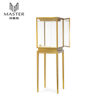 Vitrine de présentation haut de gamme MASTER en verre avec cadre métallique doré et éclairage LED, verrouillable, pour bijoux, pour magasin de détail, OEM