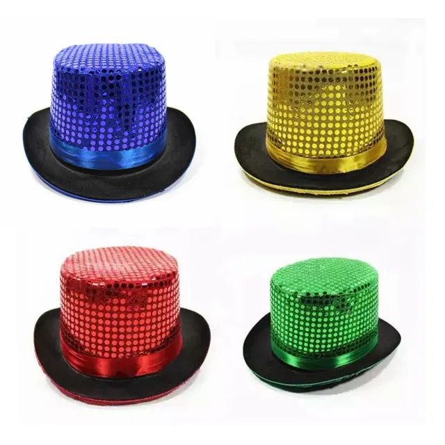 Hot Selling Sequin Novelty Top Hat Women Men's Ringmaster Jazz Hat for Circus Ringmaster Fancy Dress Costume Accessories