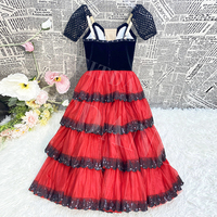 Costume professionnel Don Quichotte Kitri, robe de flamenco à volants rouge et noire