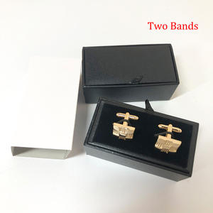 JINJIE – Boîte à boutons de manchette tendance prête à l'emploi, classique noire carrée, avec deux bandes, pour hommes, emballée en boîte - Product Image 5