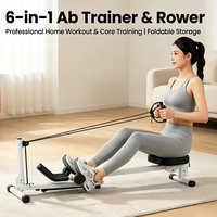 Máquina de remo sentado, entrenador abdominal, equipo de ejercicio para cintura, plegable, compacto, con temporizador digital, para gimnasio en casa, fitness, entrenamiento cardiovascular
