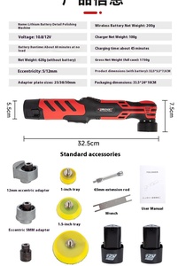 12V 2000mAh Lithium Batteries 2800-4500rpm Cordless <strong>Car</strong> Polishing Machine <strong>Wireless</strong> Electric Polisher Set Auto Detailing <strong>Buffer</strong> - Product Image 4