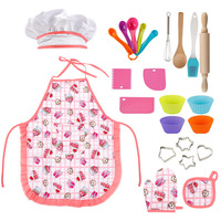 Ensemble de 19 ustensiles de cuisine écologiques en plastique pour enfants et adolescents, avec tablier de pâtissier, pour la décoration de gâteaux DIY et le jeu de rôle de chef