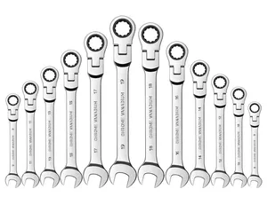 Juego de llaves inglesas de trinquete de doble cabeza de pulgada métricas personalizadas de alta calidad, juego de llaves dinamométricas cromadas de anadio para uso industrial - Product Image 2