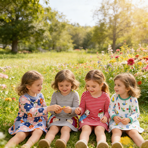 ชุดเดรสเด็กผู้หญิงลายการ์ตูนทรงเอ ผ้าฝ้าย แขนยาว สำหรับฤดูใบไม้ผลิและฤดูใบไม้ร่วง เสื้อผ้าเด็กเล็กขายส่ง ชุดเดรสเด็ก - Product Image 1