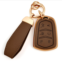 Compatible avec la coque de clé de voiture Cadillac Escalade 2016 avec porte-clés pour ATS CTS DTS SRX STS XTS en cuir et TPU