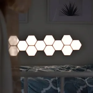 Sáng tạo thông minh có thể tháo rời Tường Đèn lượng tử Modular cảm ứng hình lục giác hình học nối Hex tổ ong trắng LED ánh sáng ban đêm