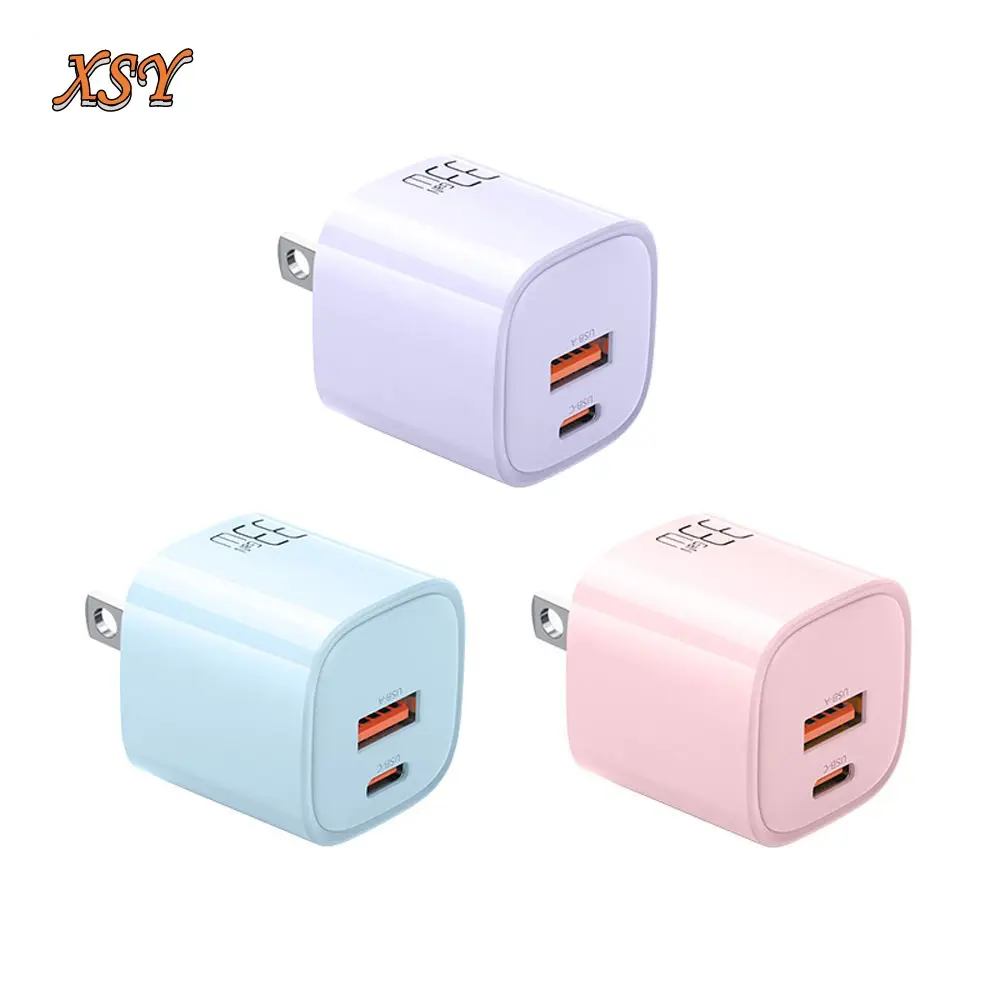 New arrival Colorful 33W 30W USB-C Power Adapter Dual Port Fast Charging Mini Cube GaN USB C Fast Charger