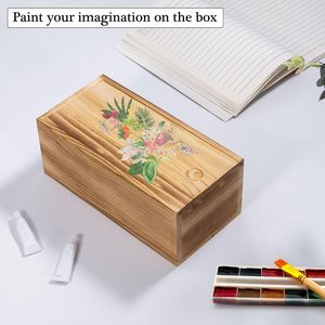 Boîte de rangement en bois avec couvercle coulissant, en pin rustique, pour artisanat <span class=keywords><strong>DIY</strong></span>, organiseur de <span class=keywords><strong>bureau</strong></span>, 7,8 pouces - Product Image 1