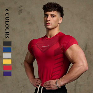 メンズフィットネススポーツTシャツカスタムロゴクイックドライカジュアル高弾性トレーニングアクティブウェア筋肉タイトフィット夏XXL - Product Image 4