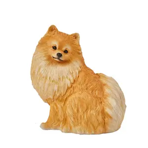 Resina realista para cachorros, decoração de casa, escultura de simulação, modelo de cão realista, estatuetas de cachorro pomeranano