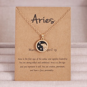 Nouveau Collier Tendance en Alliage avec Chaîne à Maillons <span class=keywords><strong>Signes</strong></span> du Zodiaque et Carte de Vœux, Pendentif Pièce Astrologique Horoscope pour Couple et Fête - Product Image 5