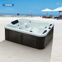 Baignoire Spa Rectangulaire Autoportante de Luxe Moderne Qualité Hôtelière pour Jardin, 4-5 Personnes, avec Armoire Résistante aux Intempéries et Robuste