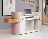 Meishi High-End Kapperszaak Receptie Balie Voor Schoonheidssalon In Roze Met Led Verlichting