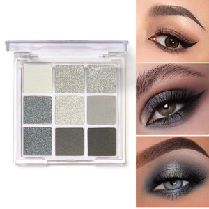 Palette de fards à paupières 9 couleurs effet peau mate, scintillante et pailletée, waterproof, hautement pigmentée pour maquillage de scène et de soirée - Product Image 2