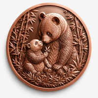 Pièce de monnaie Panda Mère et Bébé 1 oz en cuivre fin 999, relief 3D, faune nord-américaine, pièce de collection ronde, vente en gros