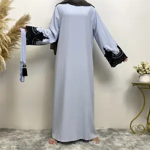 Istanbul islamique Abaya turquie tissu dubaï mode robe à manches longues robe de soirée musulmane dentelle Patchwork robe