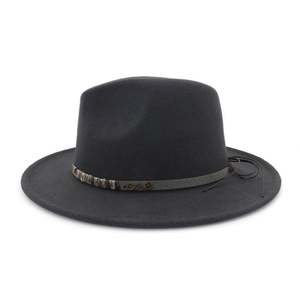 Chapeau haut de forme classique X3034 pour femme, à large bord, avec boucle de ceinture, unisexe, noir, en feutre 100 % laine, corps de chapeau doux - Product Image 5