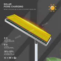 Lampadaire solaire LED intégré en alliage d'aluminium Bridgelux haute luminosité, étanche IP65, 50W-200W, pour jardin et extérieur