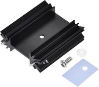 Dissipateur thermique en aluminium usiné CNC 25x34x12mm TO-220 avec 2 broches de support, noir, 10 pièces (JIA Chine) pour transistors et diodes