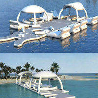 Plateforme flottante gonflable étanche Cile Custom DWF avec tente, ponton aquatique, île flottante, capacité 100-500 kg, plus de 10 passagers