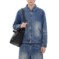 Blouson Bomber en Jean Vintage Personnalisé ODM pour Homme – Tendance Automne, Coupe-Vent, Lavé, Fermeture Éclair Frontale, Logo