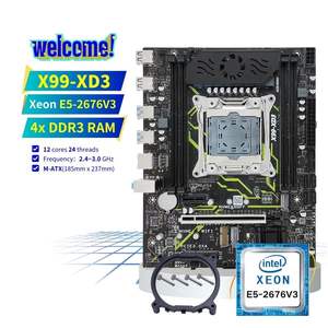 PANDL Kit Motherboard PC Desktop, Set kombinasi Matx NVMe M2 WiFi6 Sata3.0 <span class=keywords><strong>DDR3</strong></span> Ram Intel Xeon E5 2676 V3 Combo 2676v3 X99 - Product Image 1