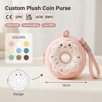 Porte-monnaie en peluche personnalisé Kawaii en forme de donut, porte-clés, pochette zippée en peluche de dessin animé, rangement pour écouteurs, pendentif de sac à dos