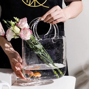 Decorative Table <strong>Glass</strong> <strong>Vases</strong> <strong>Glass</strong> Handbag Purse <strong>Bag</strong> Crystal Bud Flower <strong>Glass</strong> <strong>Vases</strong> - Product Image 5
