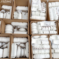 White Relief Ceramic Dinnerware Set Wholesale Price Stock Porcelain Plates Bowls Cup Saucer Dishes Mixed Wholesale by Ton