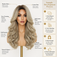 Elegante Peluca de Ondas Sueltas de 24 Pulgadas para Mujer, Color Rubio Ceniza Sedoso, Cabello Sintético Natural Resistente al Calor para Uso Diario