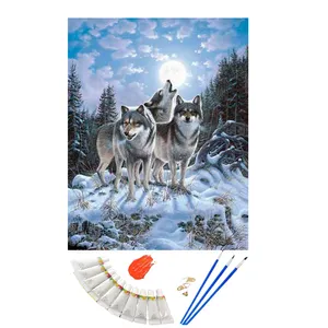Wholesale DIY Oil Painting by Numbers Canvas Acrylic Painting Wolves Animal Picture Diy Paint by Numbers Kits For Adults