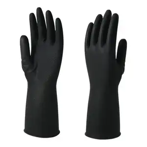 Лидер продаж, прочные сверхпрочные мужские черные неопреновые латексные резиновые промышленные маслостойкие Защитные перчатки для рук