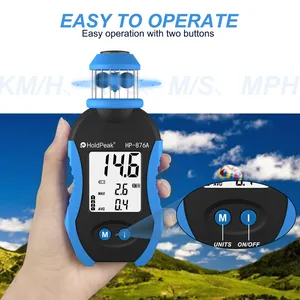 Anémomètre numérique portable HoldPeak HP-876A avec boussole, affichage LCD 4 unités, pour HVAC extérieur, KMH/KTS/MS/MPH - Product Image 1