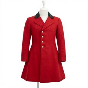 Manteau long en laine rouge pour homme avec revers et boutons sur le devant, idéal pour l'hiver et l'automne - Product Image 1