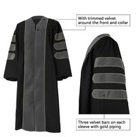 Deluxe PhD Academic Gown Graduation Doctoral Ceremony Robe avec Velvet Matte Polyester Custom Color Livraison rapide