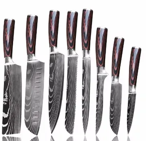 Couteau de chef professionnel 8 pouces damas Chef couteau ensemble japonais en acier inoxydable à haute teneur en carbone cuisine avec bon prix