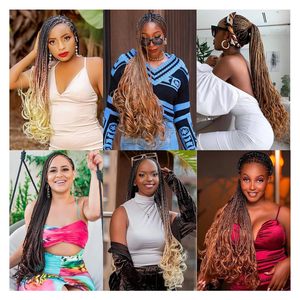 22-Inch <strong>Dark</strong> Brown French Curly <strong>Braids</strong> Pre-Stretched Bouncy Loose Wavy Crochet Hair Extensions Synthetic Boho Box <strong>Braids</strong> - Product Image 6