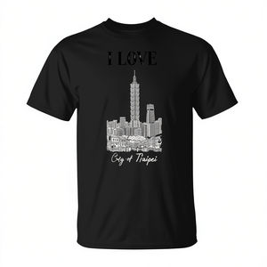T-shirt con skyline di Taipei, nera, unisex, girocollo, manica corta, promozionale - Product Image 2